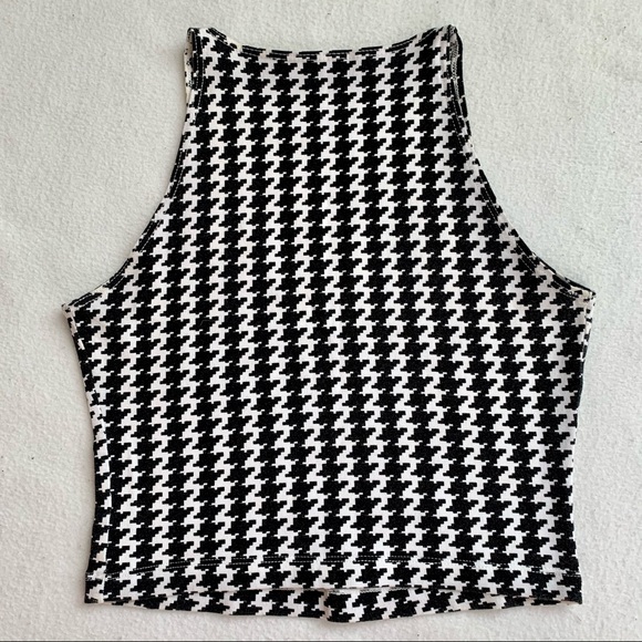 American Apparel Houndstooth Racerback Top Black & White - Picture 3 of 3